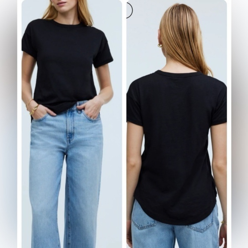 Madewell Black Slub Cotton Dolman Sleeve Tee XS